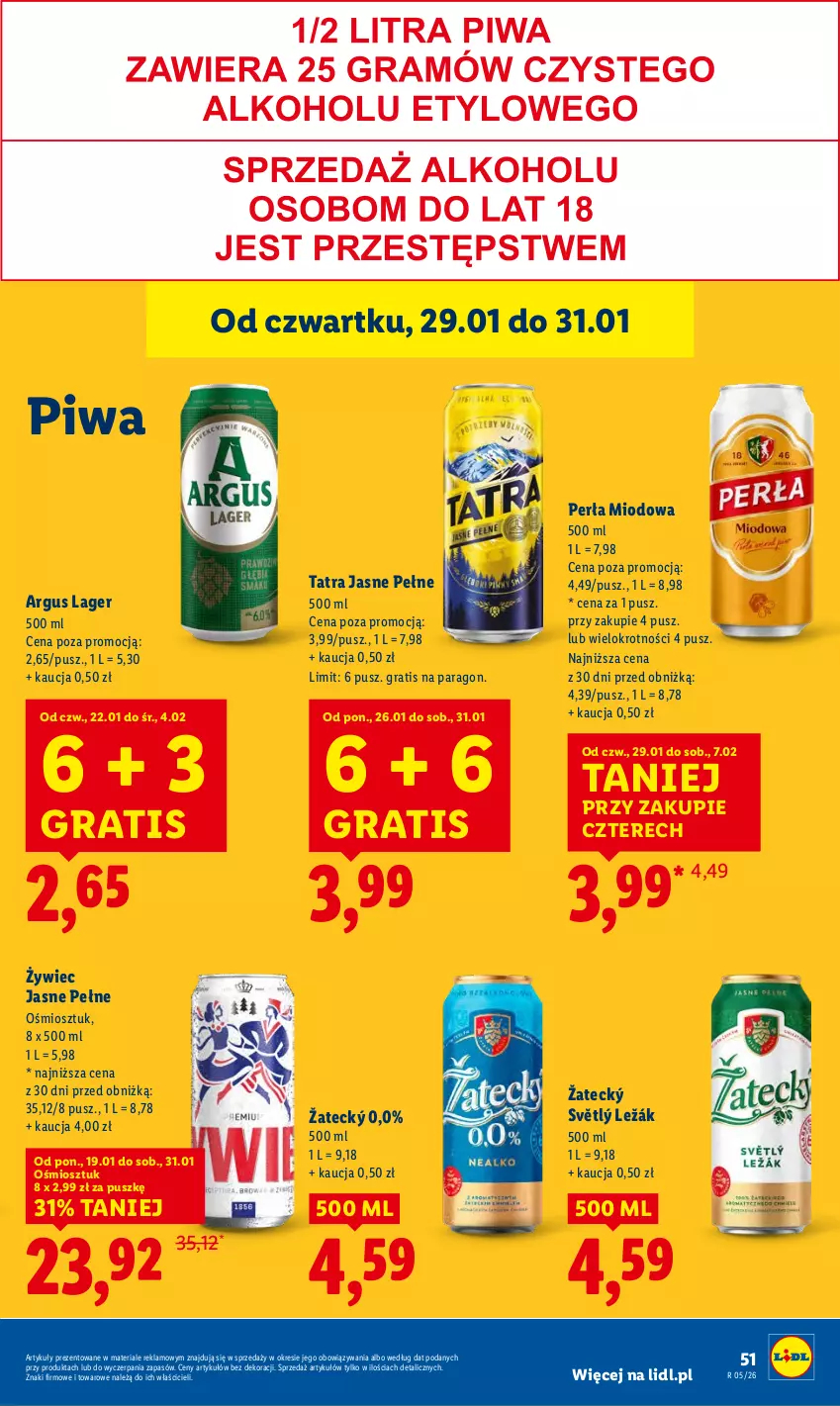 Gazetka promocyjna Lidl - GAZETKA - ważna 29.01 do 31.01.2026 - strona 51 - produkty: Gra, Perła, Piwa, Tatra