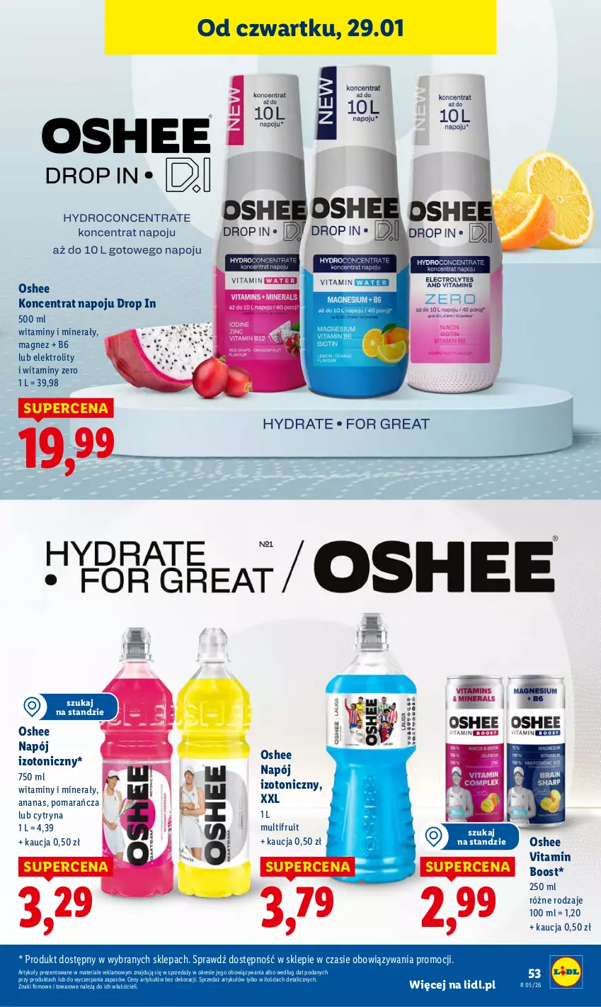 Gazetka promocyjna Lidl - GAZETKA - ważna 29.01 do 31.01.2026 - strona 53 - produkty: Ananas, Magnez, Napój, Napój izotoniczny, Oshee