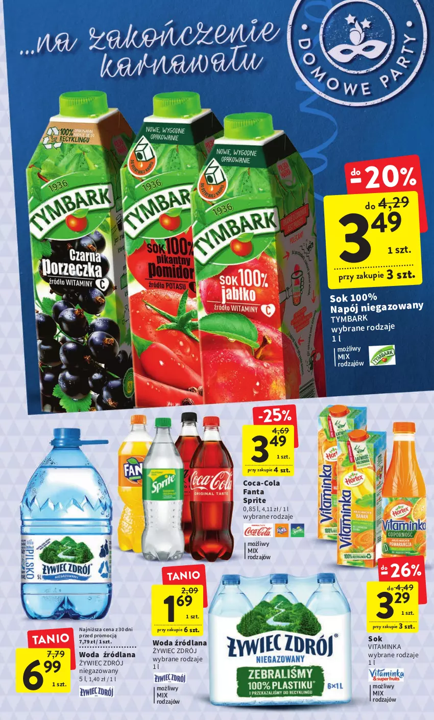 Gazetka promocyjna Intermarche - Gazetka Intermarche - ważna 16.02 do 22.02.2023 - strona 14 - produkty: Coca-Cola, Fa, Fanta, Inka, LANA, Napój, Napój niegazowany, Sok, Sprite, Tymbark, Woda