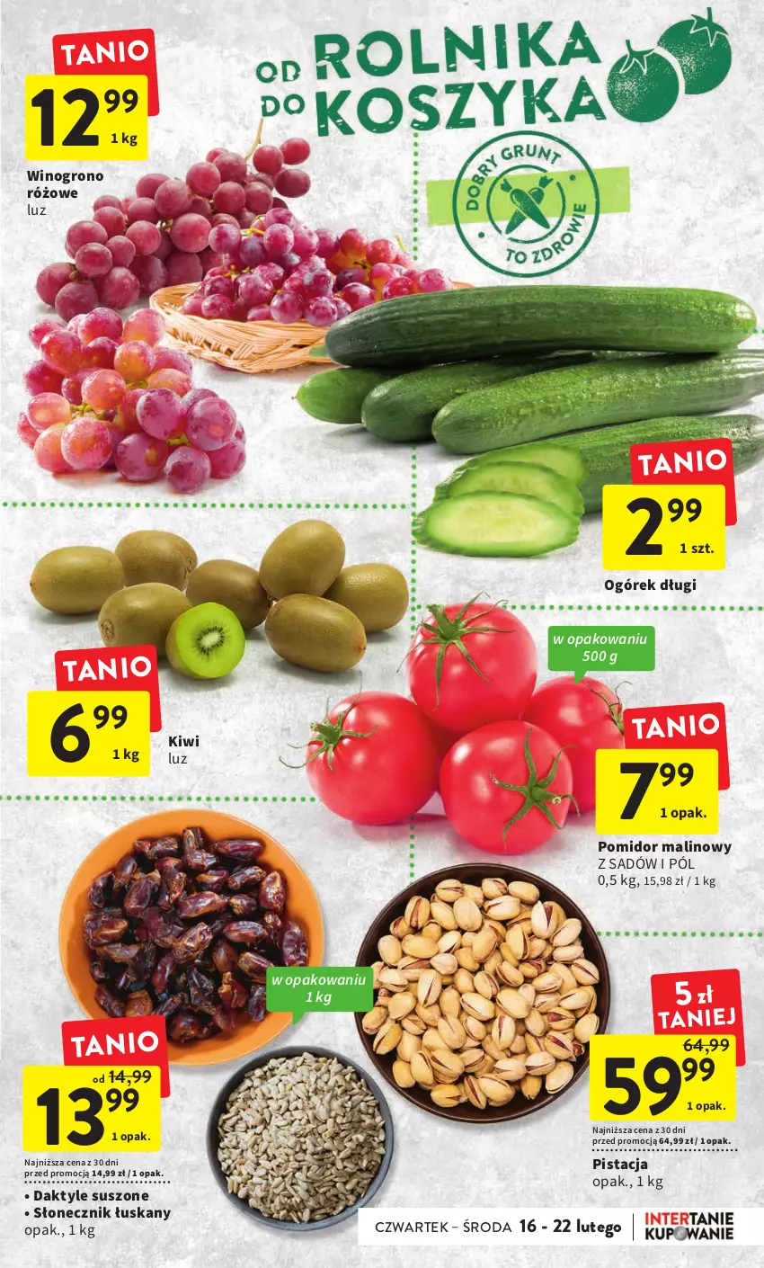 Gazetka promocyjna Intermarche - Gazetka Intermarche - ważna 16.02 do 22.02.2023 - strona 17 - produkty: Daktyle, Kiwi, Ogórek, Pomidor malinowy, Wino