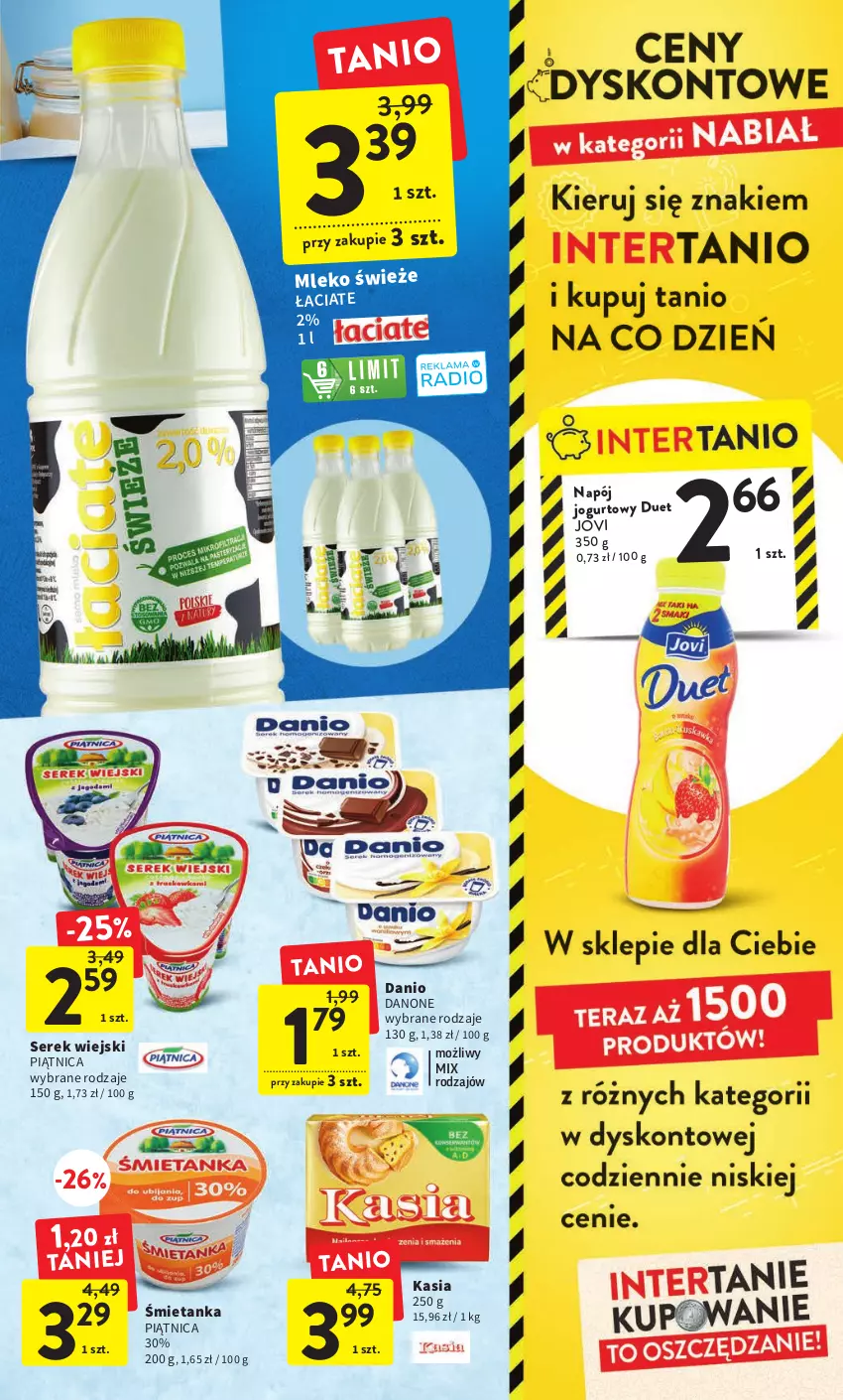 Gazetka promocyjna Intermarche - Gazetka Intermarche - ważna 16.02 do 22.02.2023 - strona 25 - produkty: Danio, Danone, Jogurt, Kasia, Mleko, Napój, Piątnica, Ser, Serek, Serek wiejski