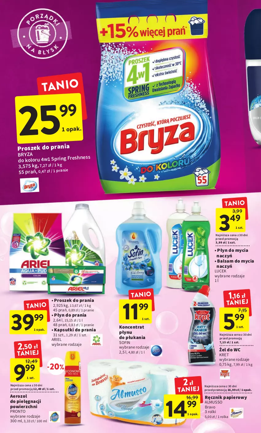 Gazetka promocyjna Intermarche - Gazetka Intermarche - ważna 16.02 do 22.02.2023 - strona 34 - produkty: Ariel, Balsam do mycia naczyń, Do mycia naczyń, Kapsułki do prania, Kret, Mus, Papier, Płyn do mycia, Płyn do mycia naczyń, Płyn do prania, Pronto, Proszek do prania, Ręcznik, Rolki