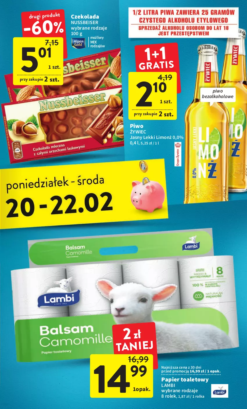 Gazetka promocyjna Intermarche - Gazetka Intermarche - ważna 16.02 do 22.02.2023 - strona 39 - produkty: Czekolada, Papier, Papier toaletowy, Piwo, Ser