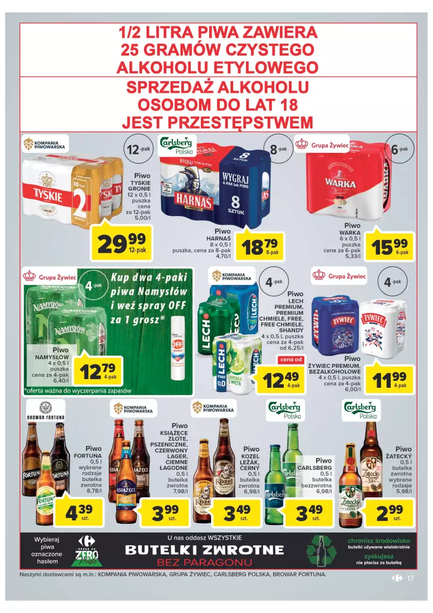 Gazetka promocyjna Carrefour - Gazetka Carrefour - ważna 14.06 do 26.06.2022 - strona 17 - produkty: Carlsberg, Fortuna, Książęce, Namysłów, Piwa, Piwo, Tyskie, Warka