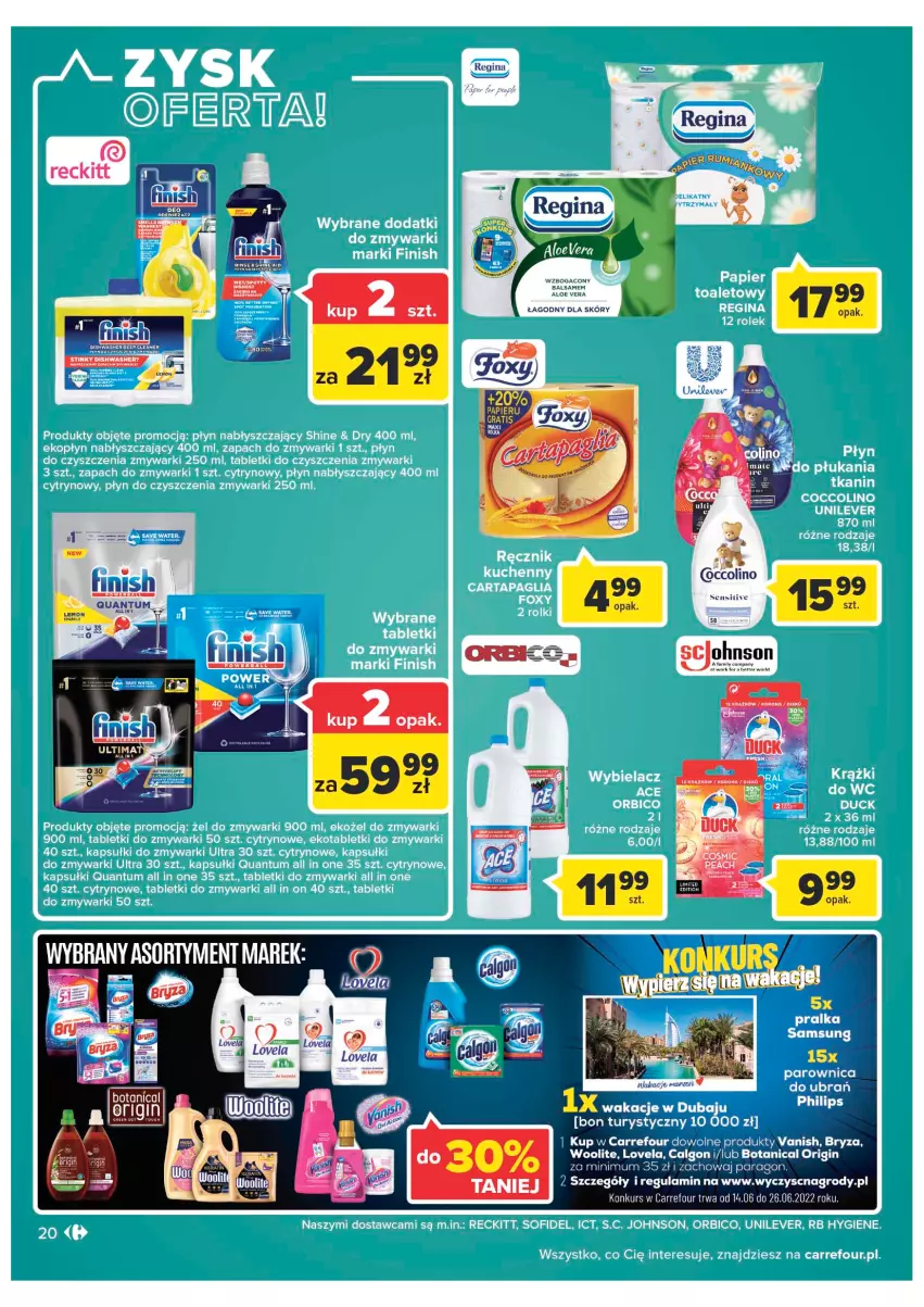 Gazetka promocyjna Carrefour - Gazetka Carrefour - ważna 14.06 do 26.06.2022 - strona 20 - produkty: Aloe vera, Bryza, Calgon, Gin, LG, Lovela, Parownica, Vanish, Woolite