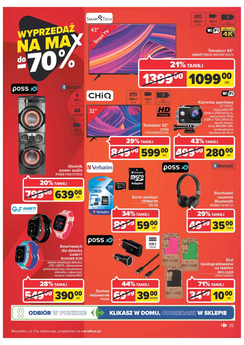 Gazetka promocyjna Carrefour - Gazetka Carrefour - ważna 14.06 do 26.06.2022 - strona 35 - produkty: Głośnik, Gra, Gry, LG, Obraz, Por, Power audio, PSB, Słuchawki, Smartwatch, Sony, Sport, Telewizor