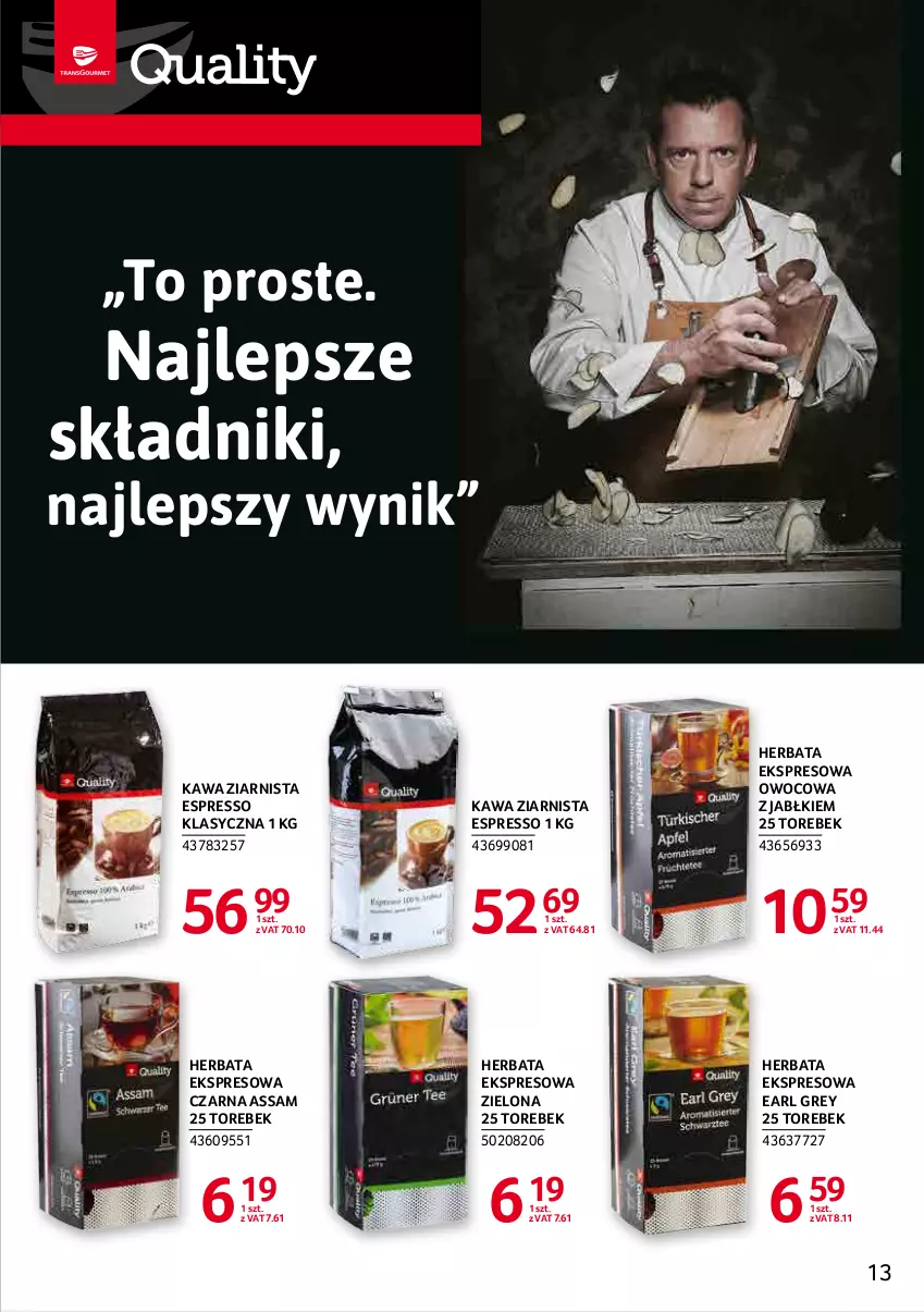 Gazetka promocyjna Selgros - Katalog Markowe Produkty - ważna 03.03 do 16.03.2022 - strona 13 - produkty: Earl Grey, Herbata, Kawa, Kawa ziarnista