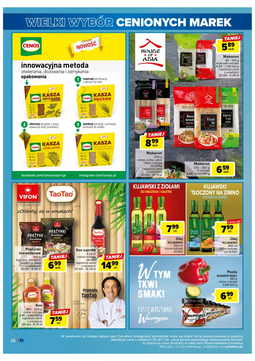 Gazetka promocyjna Carrefour - Gazetka Wielki wybór cenionych marek - ważna 11.04 do 22.04.2023 - strona 26 - produkty: Cenos, Kasza, Kujawski, LANA, Makaron, Olej, Sałat