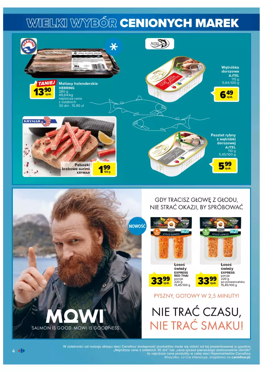 Gazetka promocyjna Carrefour - Gazetka Wielki wybór cenionych marek - ważna 11.04 do 22.04.2023 - strona 4 - produkty: Nuty, Paluszki krabowe surimi, Por, Surimi