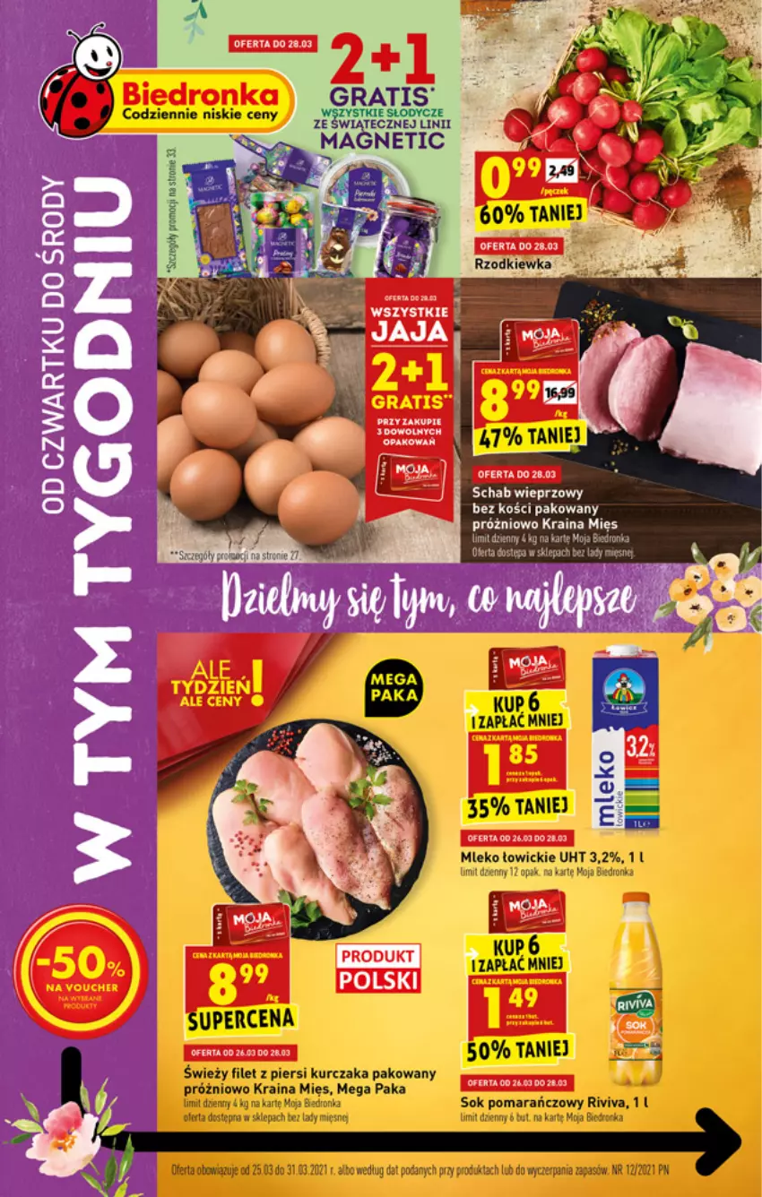 Gazetka promocyjna Biedronka - W tym tygodniu PN - ważna 25.03 do 31.03.2021 - strona 1 - produkty: Dron, Filet z piersi kurczaka, Gra, Kurczak, Mleko, Sok, Sok pomarańczowy