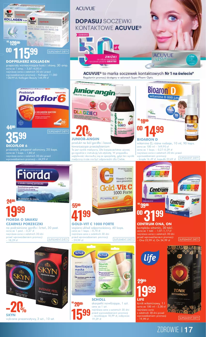 Gazetka promocyjna Super Pharm - Gazetka - ważna 26.01 do 06.02.2023 - strona 17 - produkty: Bioaron, Dicoflor, Doppelherz, Fiorda, Gin, Karp, Piec, Por, Prezerwatyw, Probiotyk, Rum, Scholl, Skarpetki, Skyn, Suplement diety, Tonik, Zdrowie