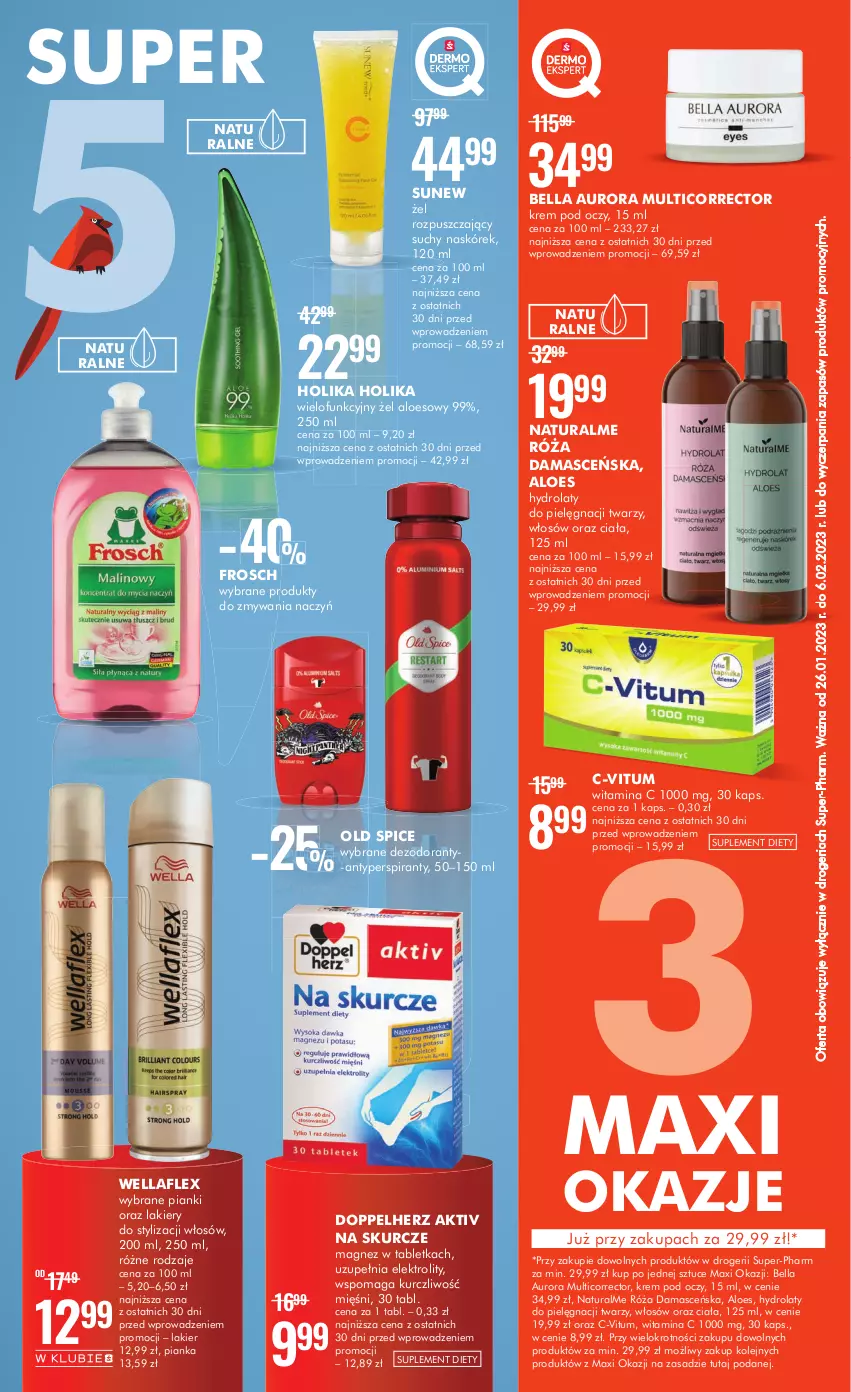 Gazetka promocyjna Super Pharm - Gazetka - ważna 26.01 do 06.02.2023 - strona 2 - produkty: Antyperspirant, Bell, Bella, Dezodorant, Doppelherz, Frosch, Holika Holika, Hydrolat, Krem pod oczy, Lakier, Magnez, Old Spice, Olej, Róża, Suplement diety, Tablet, Wella, Wellaflex