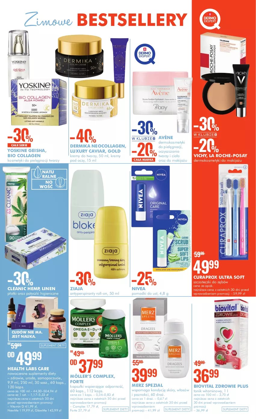 Gazetka promocyjna Super Pharm - Gazetka - ważna 26.01 do 06.02.2023 - strona 3 - produkty: Antyperspirant, Avène, Biovital, Cleanic, Curaprox, Dermika, Kosmetyki do pielęgnacji, La Roche-Posay, Makijaż, Merz Spezial, Mop, Nivea, Por, Ser, Suplement diety, Tonik, Vichy, Yoskine, Zdrowie, Ziaja