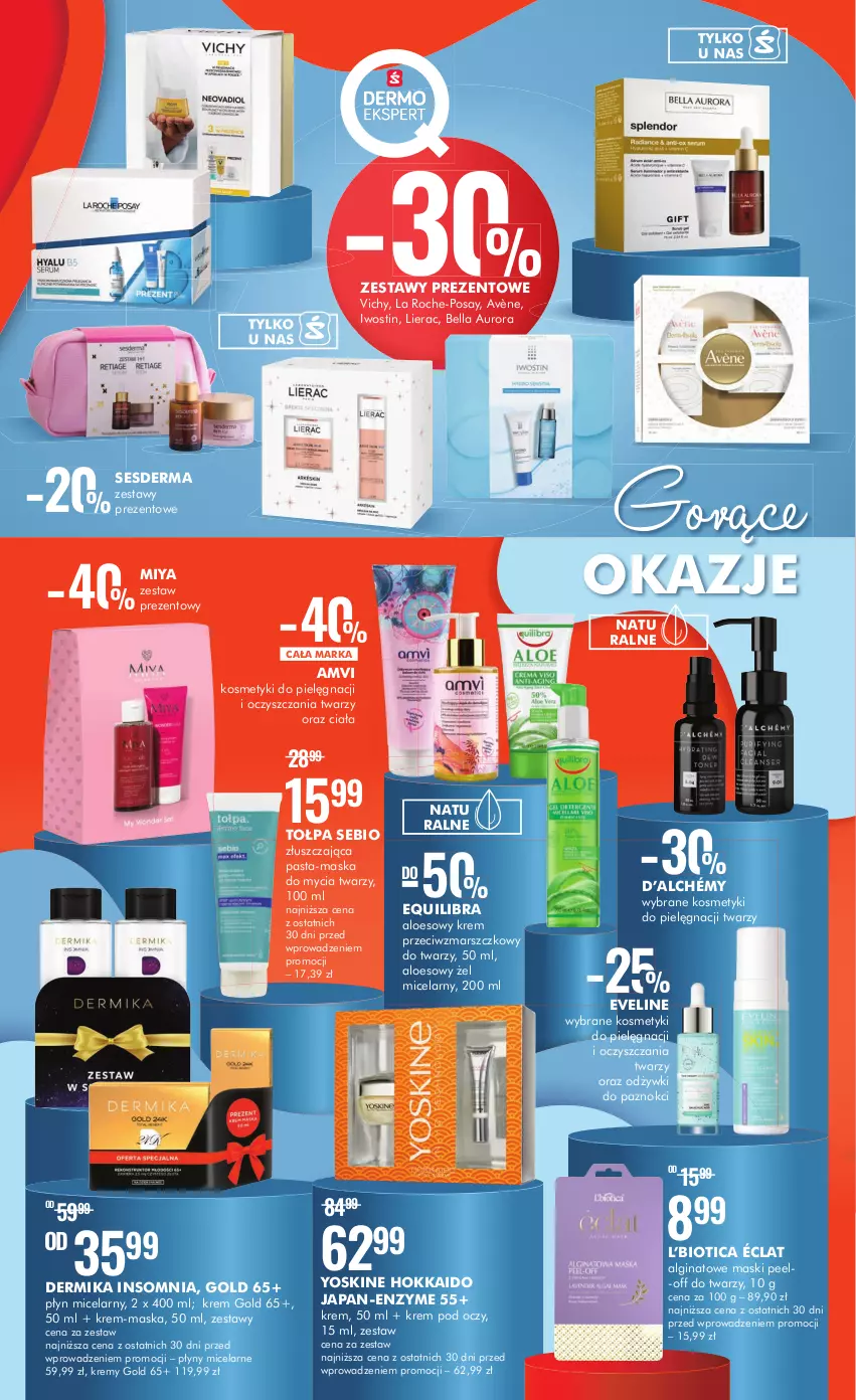 Gazetka promocyjna Super Pharm - Gazetka - ważna 26.01 do 06.02.2023 - strona 4 - produkty: Avène, Bell, Bella, Dermika, Eveline, Gin, Iwostin, Kosmetyki do pielęgnacji, Krem pod oczy, Krem przeciwzmarszczkowy, La Roche-Posay, LG, Lierac, Mars, Maska, Płyn micelarny, Sesderma, Tołpa, Vichy, Yoskine, Zestaw prezentowy