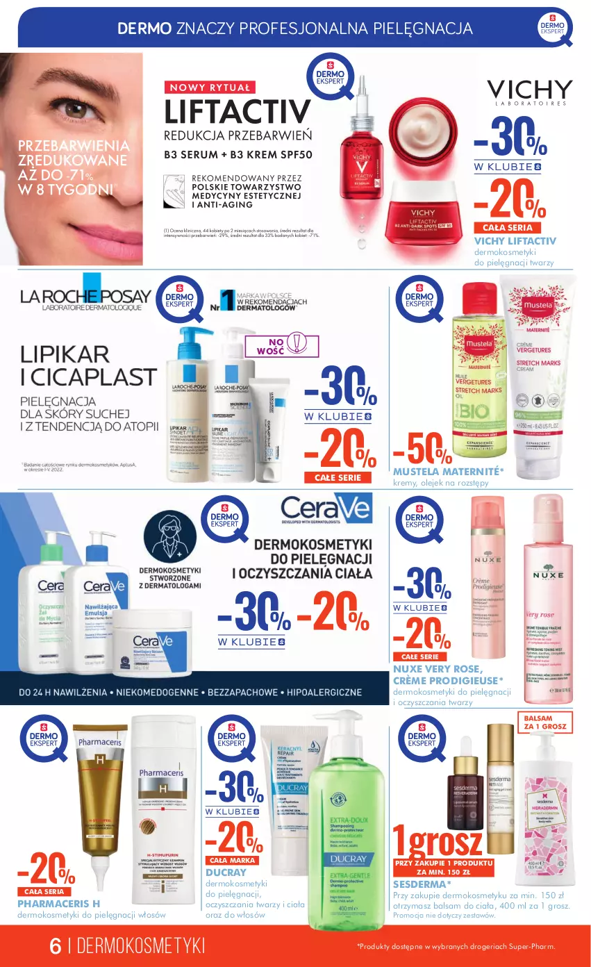 Gazetka promocyjna Super Pharm - Gazetka - ważna 26.01 do 06.02.2023 - strona 6 - produkty: Acer, Balsam do ciała, Ducray, Kosmetyki do pielęgnacji, Mus, Mustela, Nuxe, Olej, Pharmaceris, Ser, Sesderma, Vichy