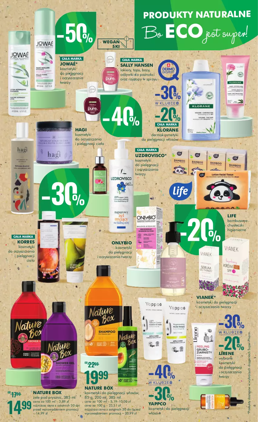 Gazetka promocyjna Super Pharm - Gazetka - ważna 26.01 do 06.02.2023 - strona 9 - produkty: Chusteczki, Klorane, Kosmetyki do pielęgnacji, Lakier, Lirene, Nature Box, Rajstopy, Sally Hansen, Top