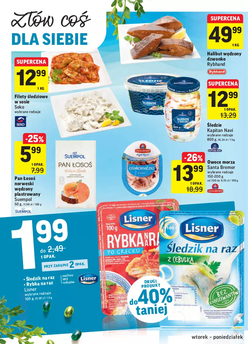 Gazetka promocyjna Intermarche - Wielkanoc I - ważna 16.03 do 22.03.2021 - strona 20 - produkty: Halibut, Lisner, Owoce, Owoce morza, SEKO, Sos, Suempol