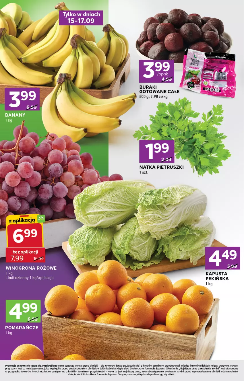 Gazetka promocyjna Stokrotka - Stokrotka Express - ważna 11.09 do 17.09.2025 - strona 2 - produkty: Banany, Buraki, LG, Mięso, Natka pietruszki, Owoce, Pomarańcze, Warzywa, Wino, Winogrona