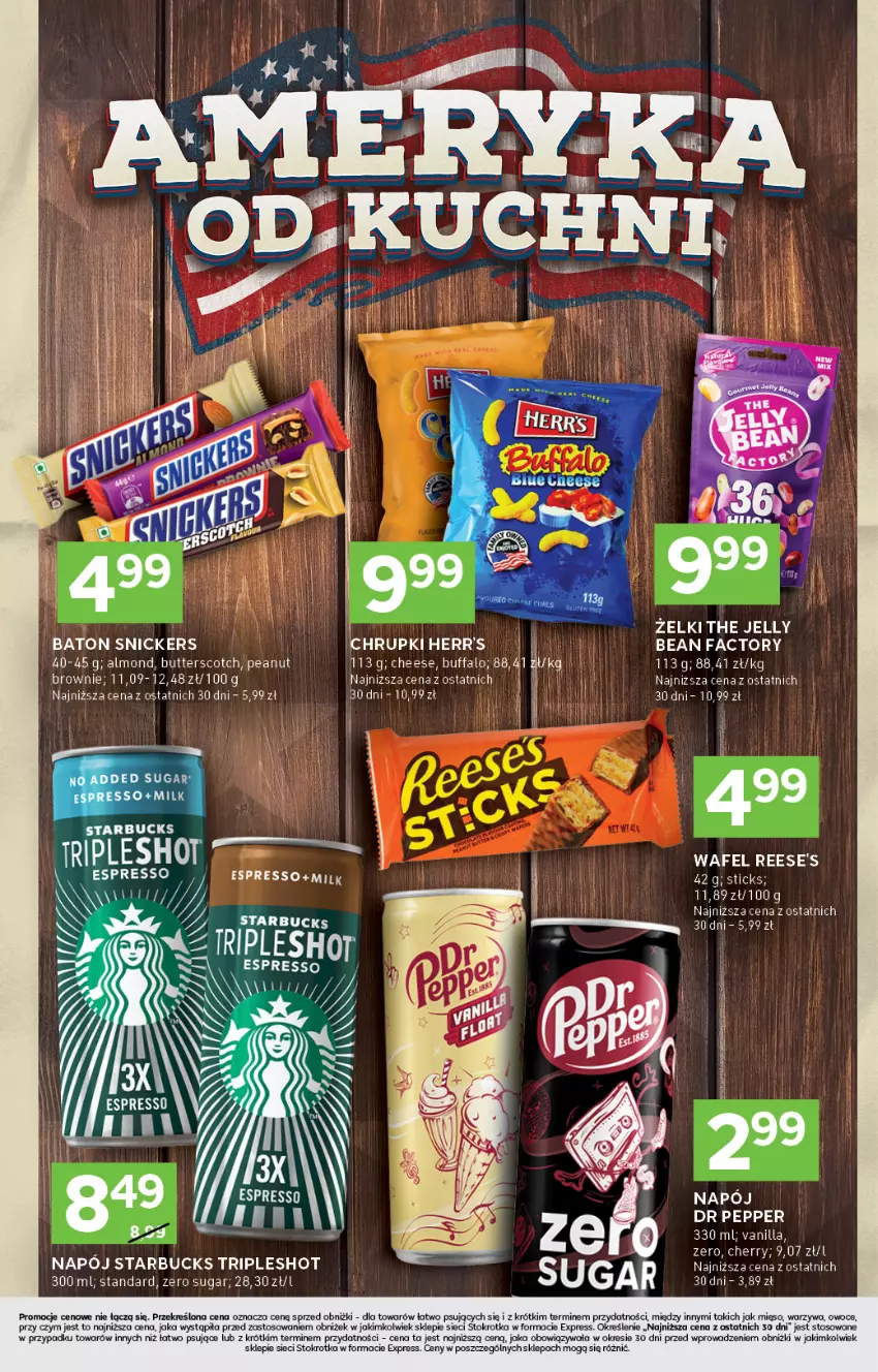 Gazetka promocyjna Stokrotka - Stokrotka Express - ważna 11.09 do 17.09.2025 - strona 5 - produkty: Baton, Brownie, Fa, Mięso, Napój, Owoce, Snickers, Warzywa