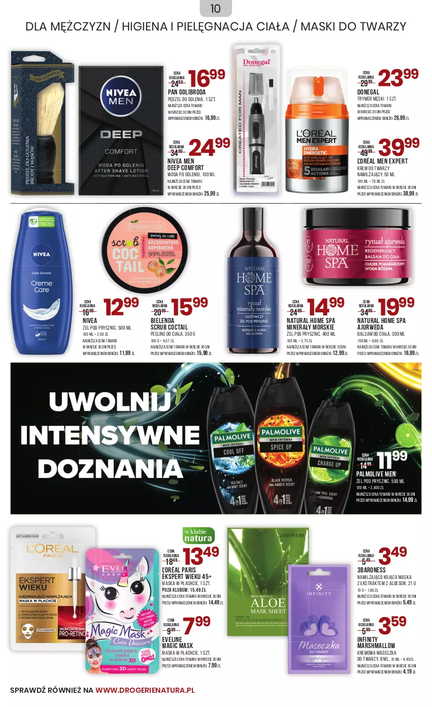 Gazetka promocyjna Drogerie Natura - Gazetka Drogerie Natura - ważna 25.07 do 07.08.2023 - strona 10 - produkty: Balsam do ciała, Bielenda, Eveline, Krem do twarzy, Mars, Maska, Maska w płachcie, Nivea, Nivea Men, Palmolive, Pędzel do golenia, Peeling, Woda, Woda po goleniu