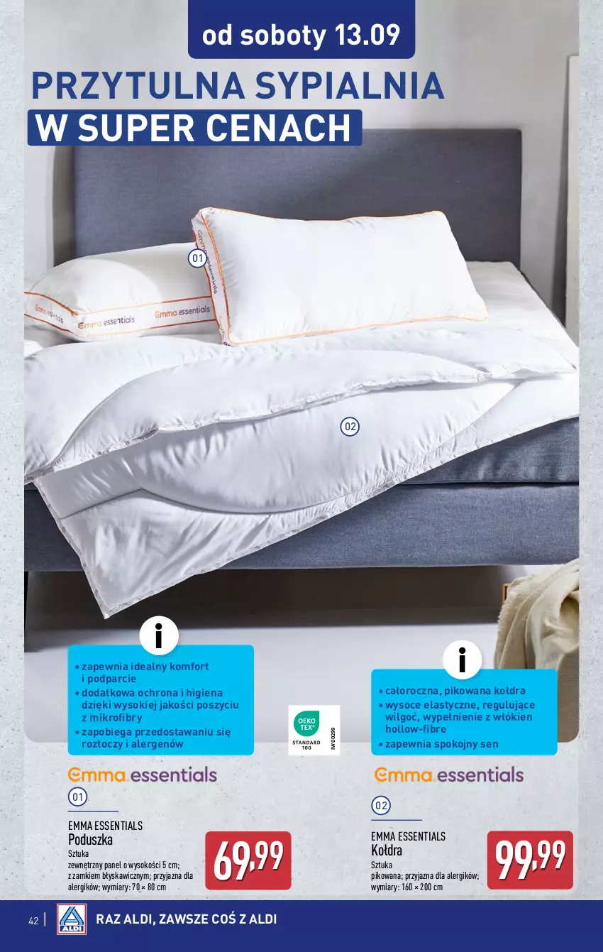Gazetka promocyjna Aldi - Pełna oferta - ważna 08.09 do 13.09.2025 - strona 42 - produkty: Kołdra, LG, Poduszka, Sok, Sypialnia