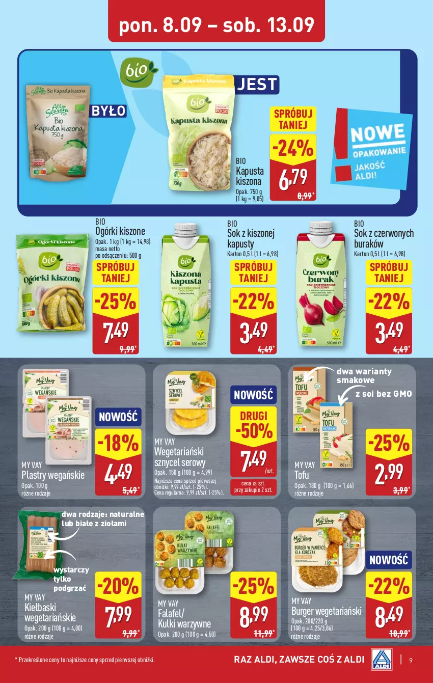 Gazetka promocyjna Aldi - Pełna oferta - ważna 08.09 do 13.09.2025 - strona 9 - produkty: Burger, Fa, Ser, Sok, Tofu