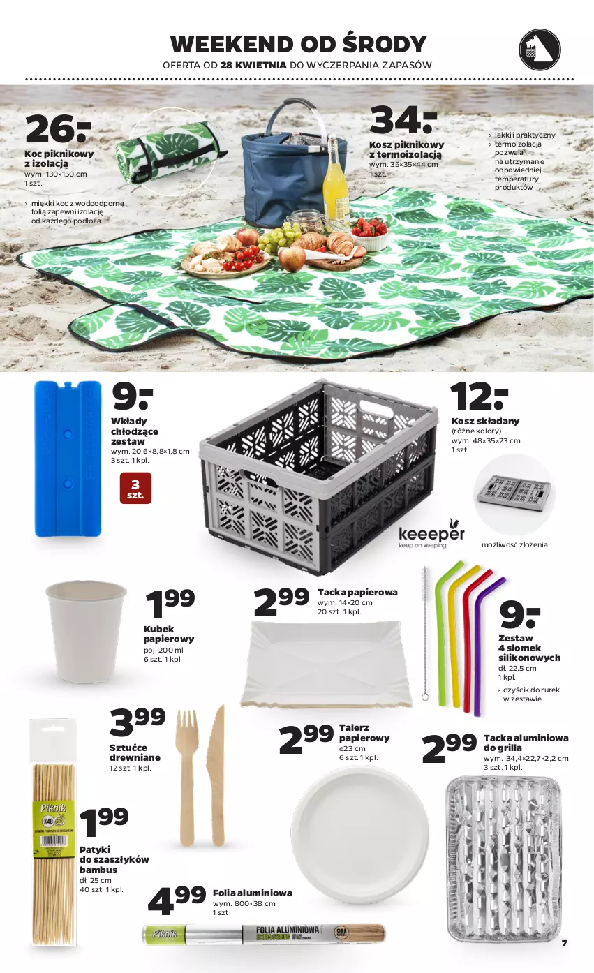 Gazetka promocyjna Netto - Gazetka non food - ważna 26.04 do 30.04.2021 - strona 7 - produkty: Folia aluminiowa, Grill, Koc, Kosz, Kubek, Kubek papierowy, Papier, Por, Talerz, Talerz papierowy