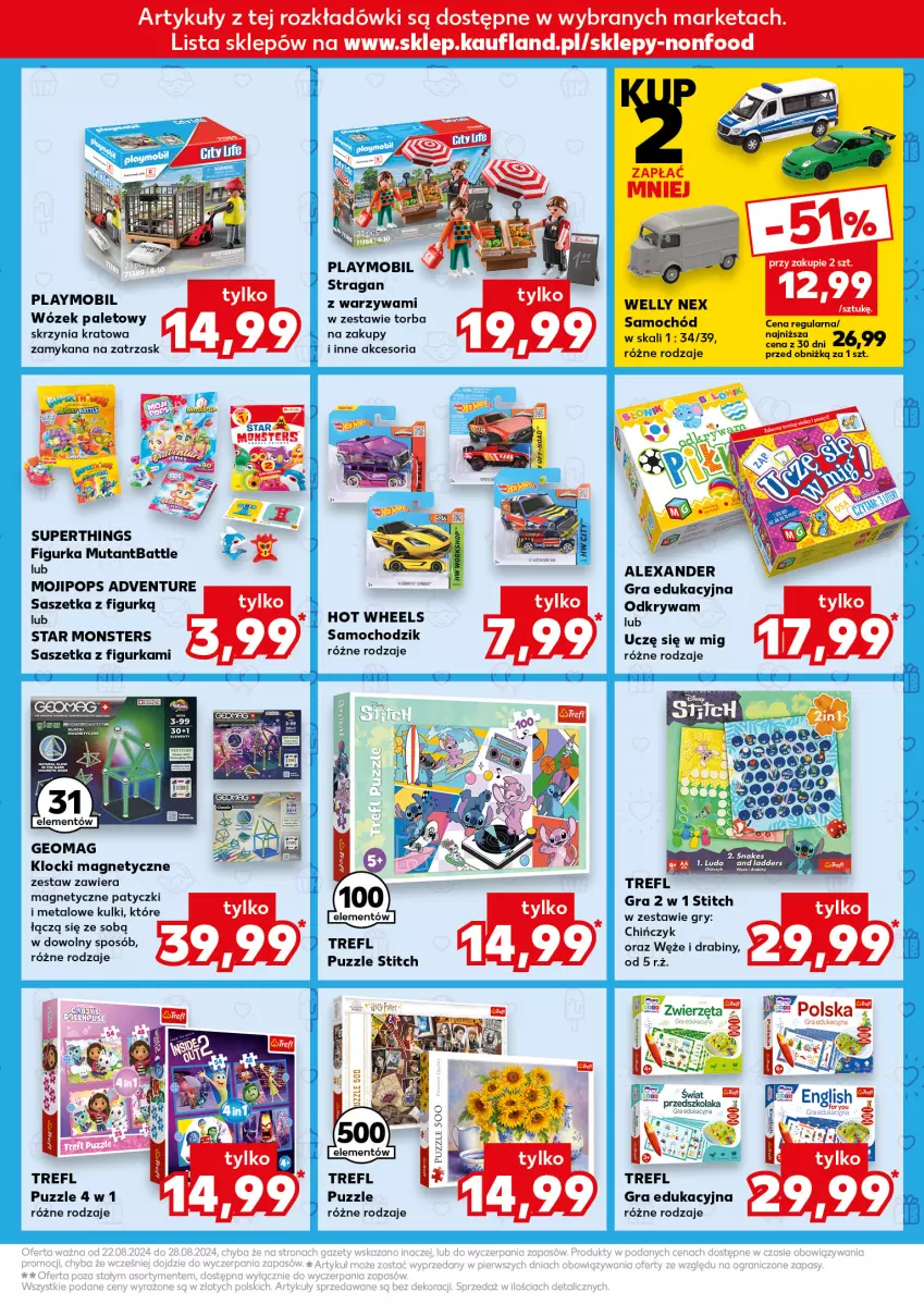 Gazetka promocyjna Kaufland - Kaufland - ważna 22.08 do 28.08.2024 - strona 7 - produkty: Chodzik, Gra, Gry, Hot Wheels, Klocki, Mobil, Playmobil, Puzzle, Samochód, Torba, Torba na zakupy, Warzywa, Wózek