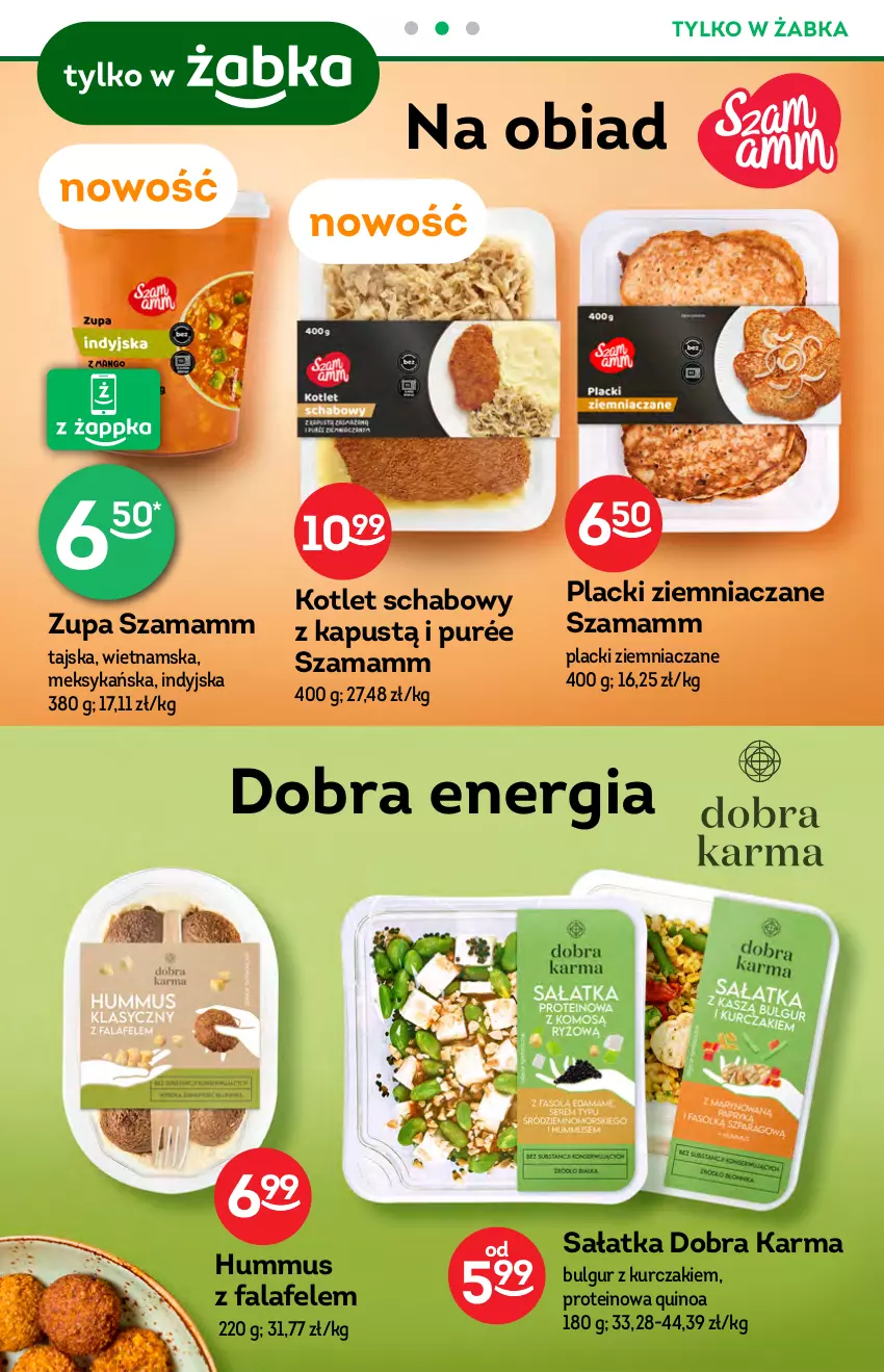 Gazetka promocyjna Żabka - ważna 13.10 do 19.10.2021 - strona 30 - produkty: Bulgur, Fa, Hummus, Kapustą, Kotlet, Kurczak, Lack, LG, Mus, Pur, Quinoa, Sałat, Sałatka, Zupa