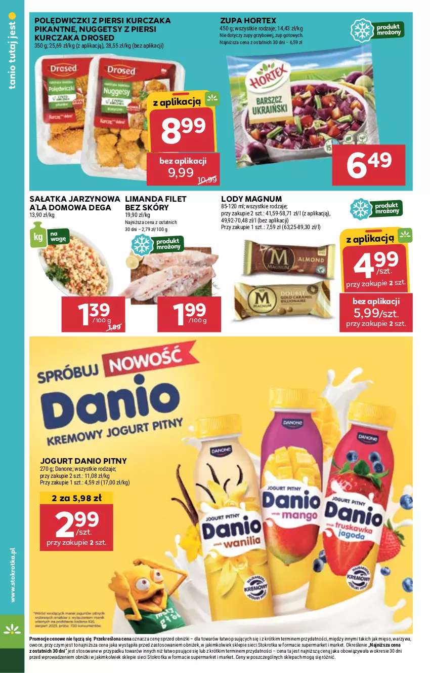 Gazetka promocyjna Stokrotka - Market - ważna 25.04 do 29.04.2024 - strona 10 - produkty: Danio, Danone, Dega, Hortex, Jogurt, Kurczak, Lody, Mięso, Owoce, Sałat, Sałatka, Warzywa, Zupa