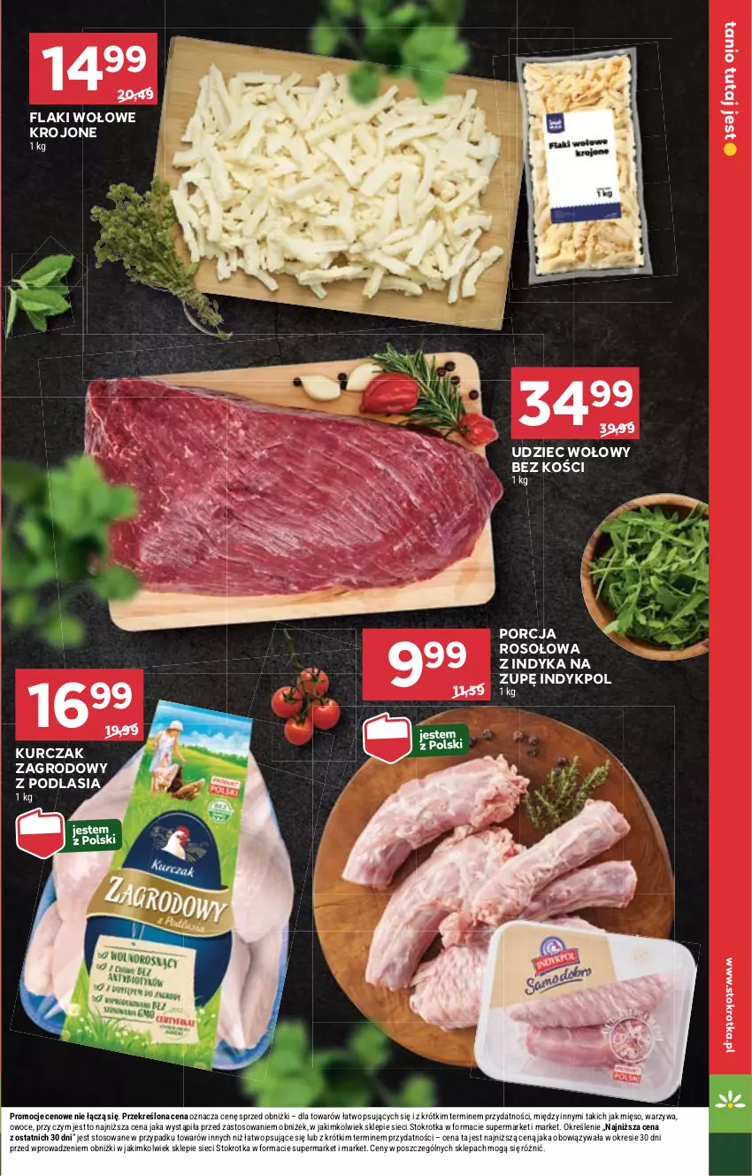 Gazetka promocyjna Stokrotka - Market - ważna 25.04 do 29.04.2024 - strona 7 - produkty: Flaki, Flaki wołowe, Kurczak, Mięso, Owoce, Por, Udziec wołowy, Warzywa