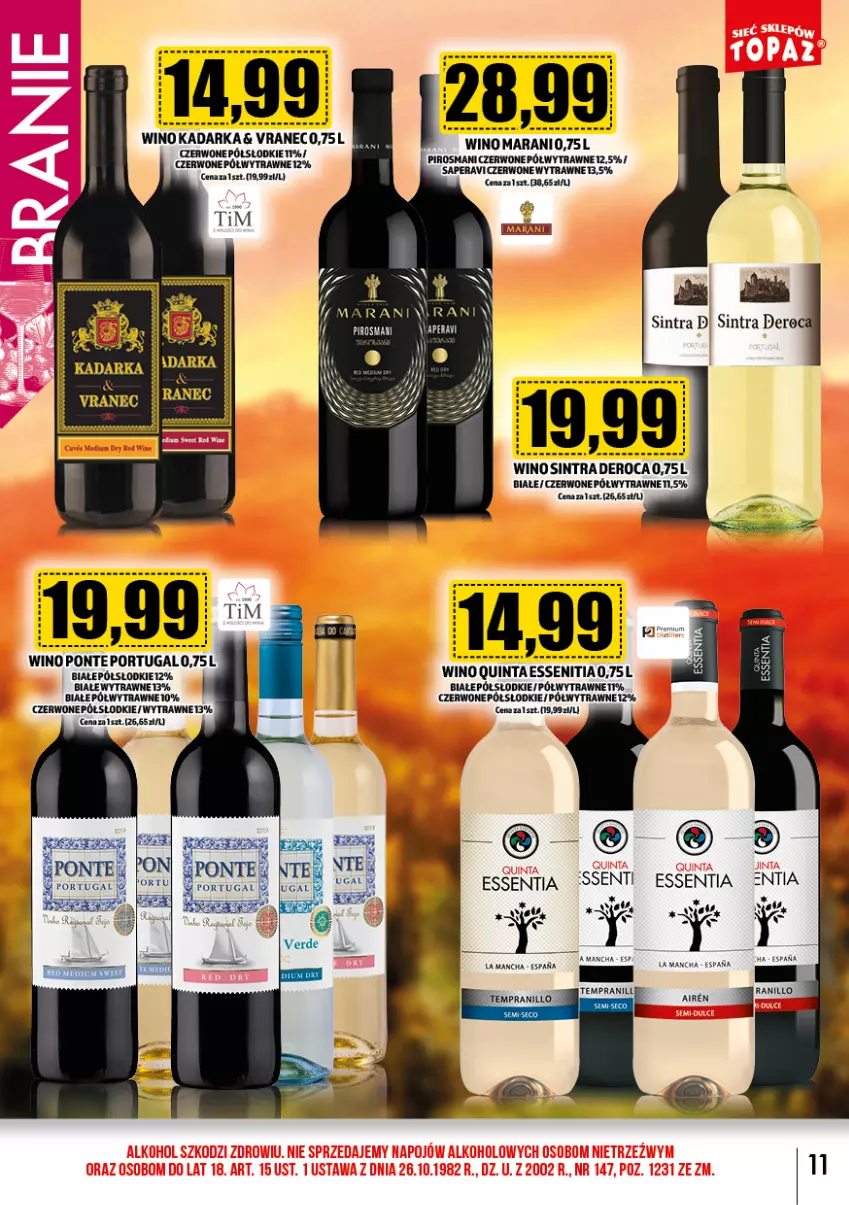 Gazetka promocyjna Topaz - Gazetka - ważna 02.11 do 30.11.2024 - strona 11 - produkty: Wino