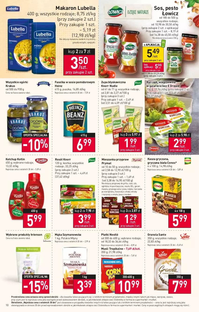 Gazetka promocyjna Stokrotka - Market - ważna 21.09 do 27.09.2023 - strona 15 - produkty: Bell, Bella, Cenos, Fa, Gala, Gra, Granola, Grill, Gry, Heinz, Kasza, Kasza gryczana, Ketchup, Knorr, Kotlin, Krakus, Kurczak, Lubella, Mąka, Makaron, Mięso, Mus, Nestlé, Owoce, Pesto, Piwa, Polskie Młyny, Prymat, Przyprawy, Rosół, Sante, Sos, Warzywa, Whisky, Wieprzowina, Zupa