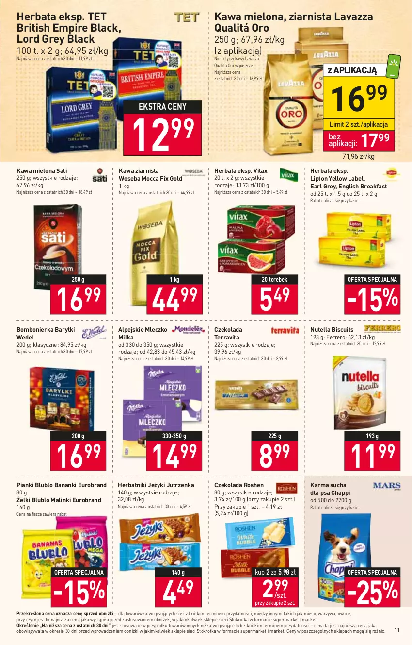 Gazetka promocyjna Stokrotka - Market - ważna 21.09 do 27.09.2023 - strona 16 - produkty: Baryłki, Brit, Chappi, Czekolada, Earl Grey, Fa, Ferrero, Herbata, Herbatniki, Jeżyki, Jutrzenka, Kawa, Kawa mielona, Kawa ziarnista, Lack, Lavazza, Lipton, Mięso, Milka, Mleczko, Mocca Fix Gold, Nutella, Owoce, Sati, Vitax, Warzywa, Woseba