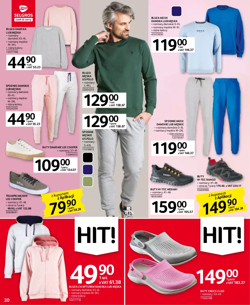 Gazetka promocyjna Selgros - Oferta przemysłowa - ważna 11.04 do 19.04.2023 - strona 20 - produkty: Bluza, Bluza z kapturem, Buty, Hi-Tec, Mexx, Spodnie, Trampki