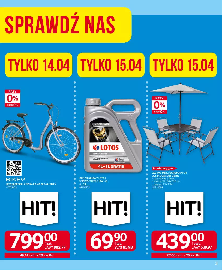 Gazetka promocyjna Selgros - Oferta przemysłowa - ważna 11.04 do 19.04.2023 - strona 3 - produkty: Olej, Olej silnikowy, Parasol, Rower, Stół