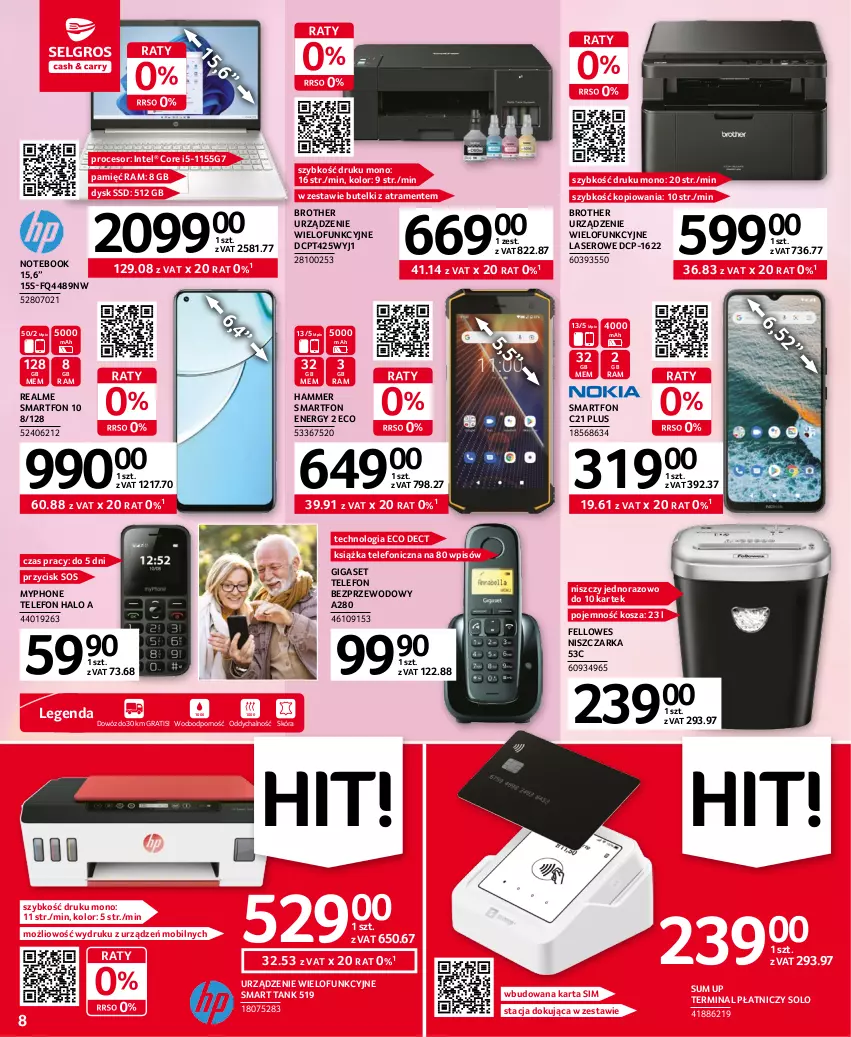 Gazetka promocyjna Selgros - Oferta przemysłowa - ważna 11.04 do 19.04.2023 - strona 8 - produkty: Brother, Gra, Halo, Intel, Kosz, Książka, Mobil, MyPhone, Niszczarka, Notebook, Por, Procesor, Ser, Smartfon, Sos, Telefon, Urządzenie wielofunkcyjne