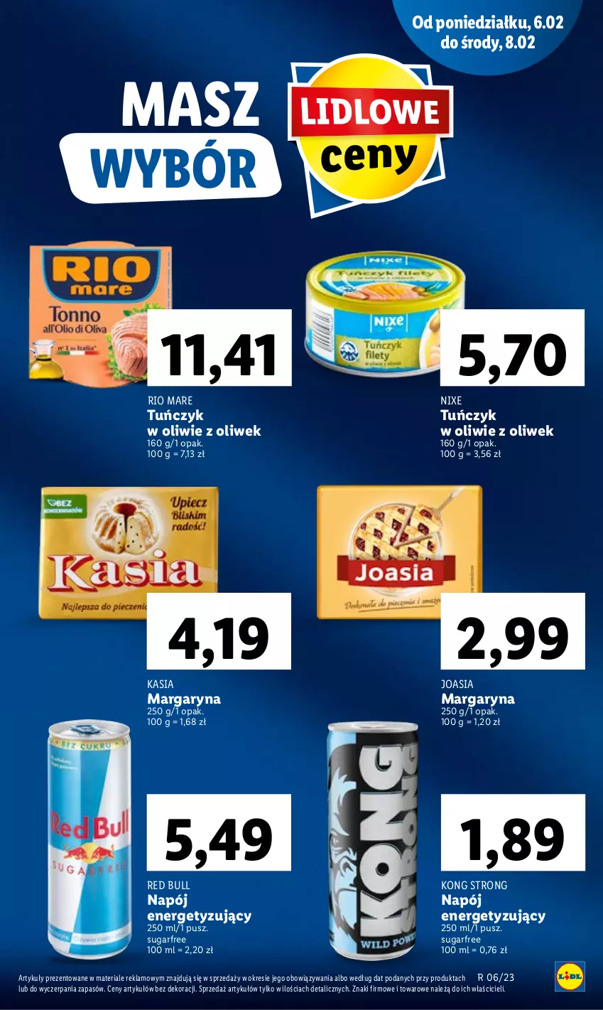 Gazetka promocyjna Lidl - GAZETKA - ważna 06.02 do 08.02.2023 - strona 15 - produkty: Kasia, Margaryna, Napój, Red Bull, Rio Mare, Tuńczyk