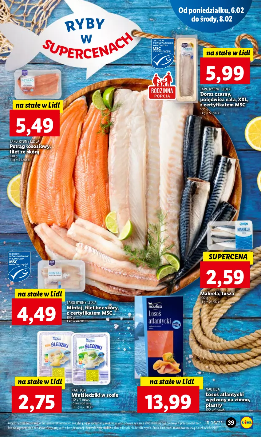 Gazetka promocyjna Lidl - GAZETKA - ważna 06.02 do 08.02.2023 - strona 41 - produkty: Dorsz, Mintaj, Polędwica, Pstrąg, Pstrąg łososiowy, Sos, Tusz