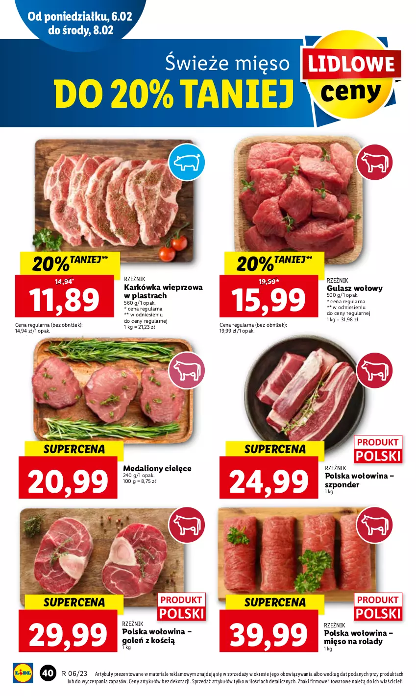 Gazetka promocyjna Lidl - GAZETKA - ważna 06.02 do 08.02.2023 - strona 42 - produkty: Gulasz wołowy, Karkówka wieprzowa, Lion, Mięso, Wołowina