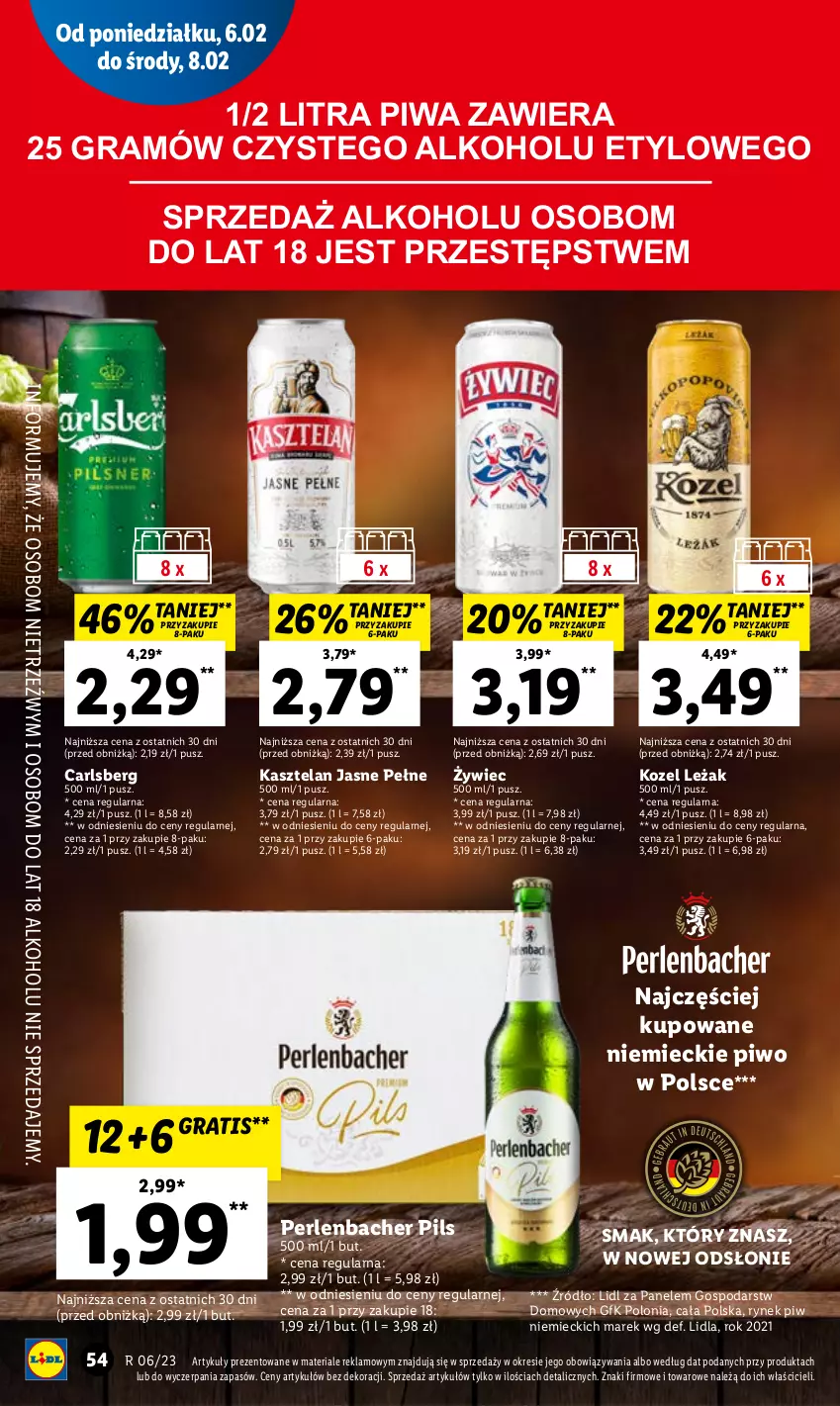 Gazetka promocyjna Lidl - GAZETKA - ważna 06.02 do 08.02.2023 - strona 56 - produkty: Carlsberg, Gra, Kasztelan, Kozel, NBA, Piwa, Piwo