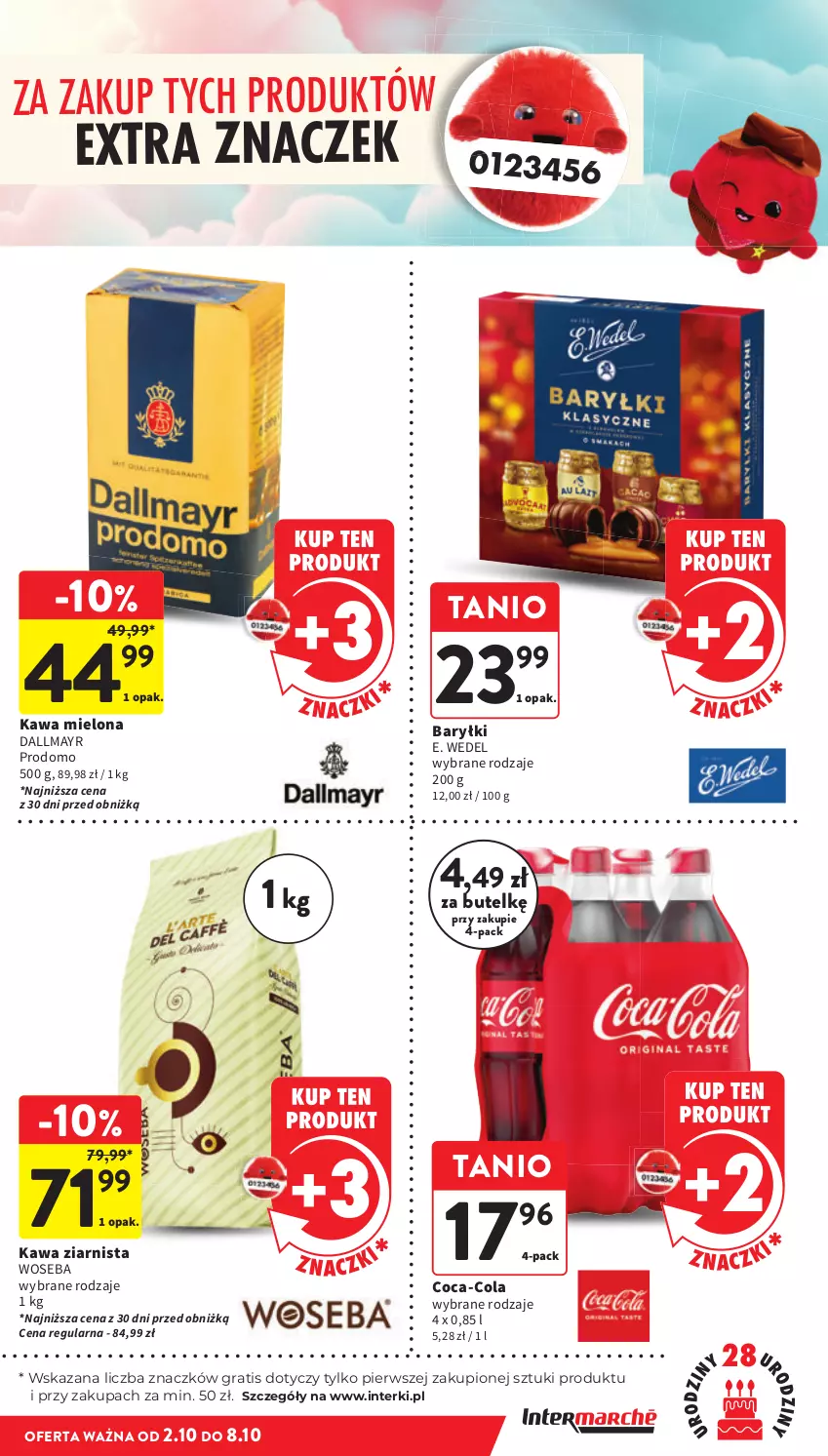 Gazetka promocyjna Intermarche - Gazetka Intermarche - ważna 02.10 do 08.10.2025 - strona 17 - produkty: Baryłki, Coca-Cola, Dallmayr, E. Wedel, Gra, Kawa, Kawa mielona, Kawa ziarnista, Woseba