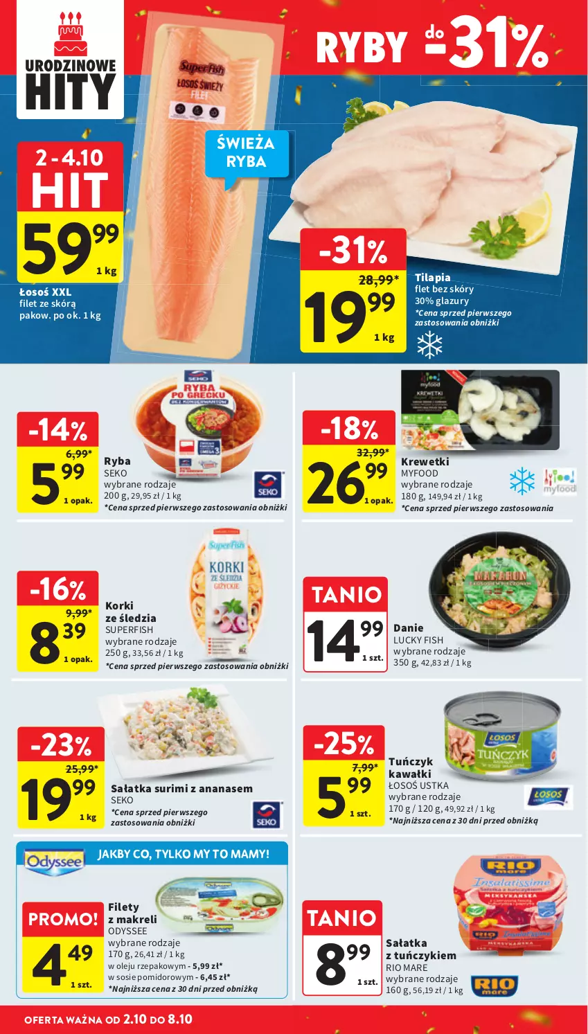 Gazetka promocyjna Intermarche - Gazetka Intermarche - ważna 02.10 do 08.10.2025 - strona 26 - produkty: Ananas, Kawa, Krewetki, Lazur, Olej, Rio Mare, Ryba, Sałat, Sałatka, SEKO, Sos, Surimi, Tilapia, Tuńczyk