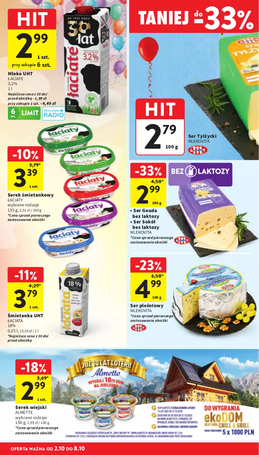 Gazetka promocyjna Intermarche - Gazetka Intermarche - ważna 02.10 do 08.10.2025 - strona 28 - produkty: Almette, Gouda, Mleko, Mlekovita, Ser, Ser pleśniowy, Ser tylżycki, Serek, Serek wiejski, Sok, Sokół