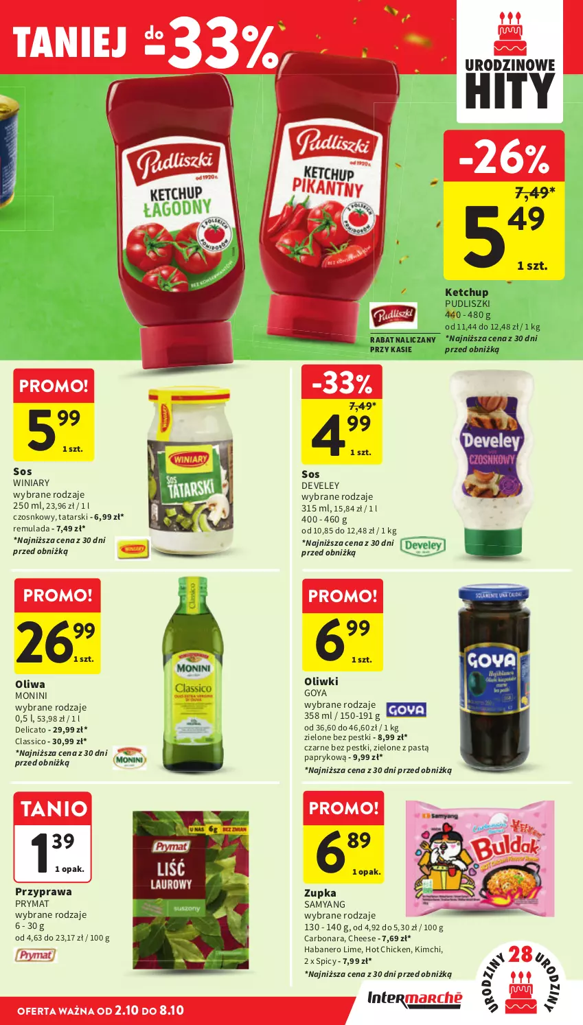 Gazetka promocyjna Intermarche - Gazetka Intermarche - ważna 02.10 do 08.10.2025 - strona 35 - produkty: Ketchup, Monini, Oliwki, Prymat, Pudliszki, Sos, Sos czosnkowy, Winiary