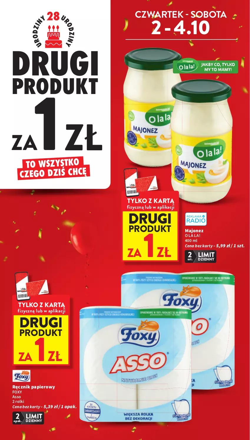 Gazetka promocyjna Intermarche - Gazetka Intermarche - ważna 02.10 do 08.10.2025 - strona 4 - produkty: Foxy, Majonez, Papier, Ręcznik, Rolki