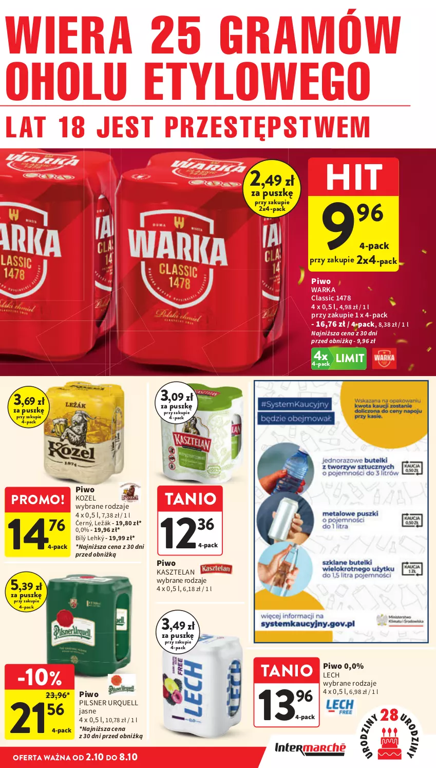 Gazetka promocyjna Intermarche - Gazetka Intermarche - ważna 02.10 do 08.10.2025 - strona 41 - produkty: Gra, Kasztelan, Kozel, Pilsner Urquell, Piwo, Warka