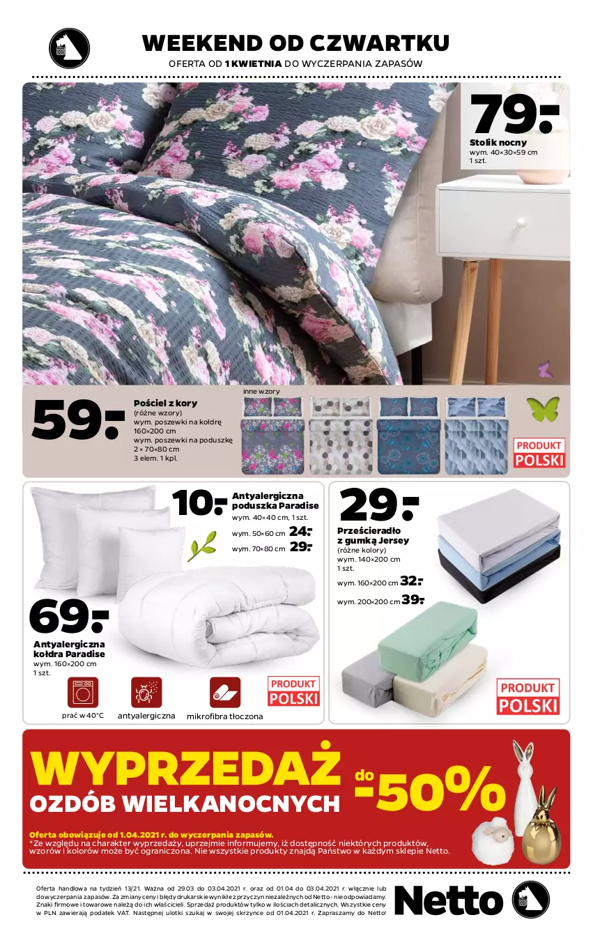 Gazetka promocyjna Netto - Gazetka non food - ważna 29.03 do 03.04.2021 - strona 8 - produkty: Gra, Kołdra, Poduszka, Pościel, Prześcieradło, Stolik, Stolik nocny