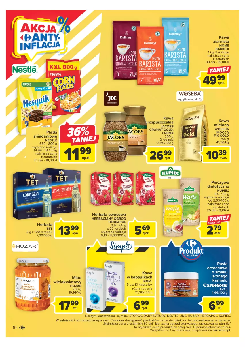 Gazetka promocyjna Carrefour - Gazetka Carrefour - ważna 09.05 do 20.05.2023 - strona 10 - produkty: Danio, Herbapol, Herbata, Herbata owocowa, Jacobs, Kawa, Kupiec, Miód, Nektar, Ogród, Piec, Pieczywo, Woseba