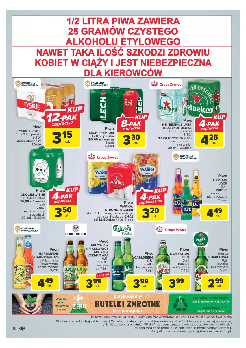 Gazetka promocyjna Carrefour - Gazetka Carrefour - ważna 09.05 do 20.05.2023 - strona 16 - produkty: Captain Jack, Fortuna, Gra, Heineken, Koc, Namysłów, Okocim, Perła, Piec, Piwa, Piwo, Radler, Tyskie, Warka